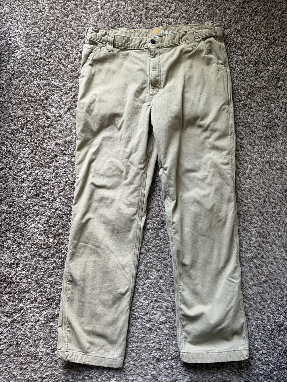 Carhartt Relaxed Fit Lined Rugged Flex Canvas Work Pants Tan Khaki 40x34